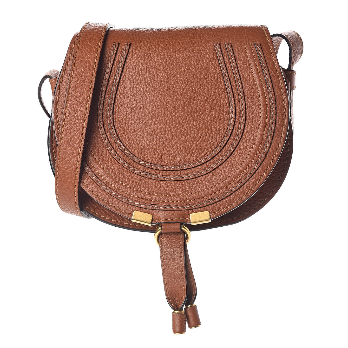 Calfskin Mini Marcie Round Crossbody Bag Tan