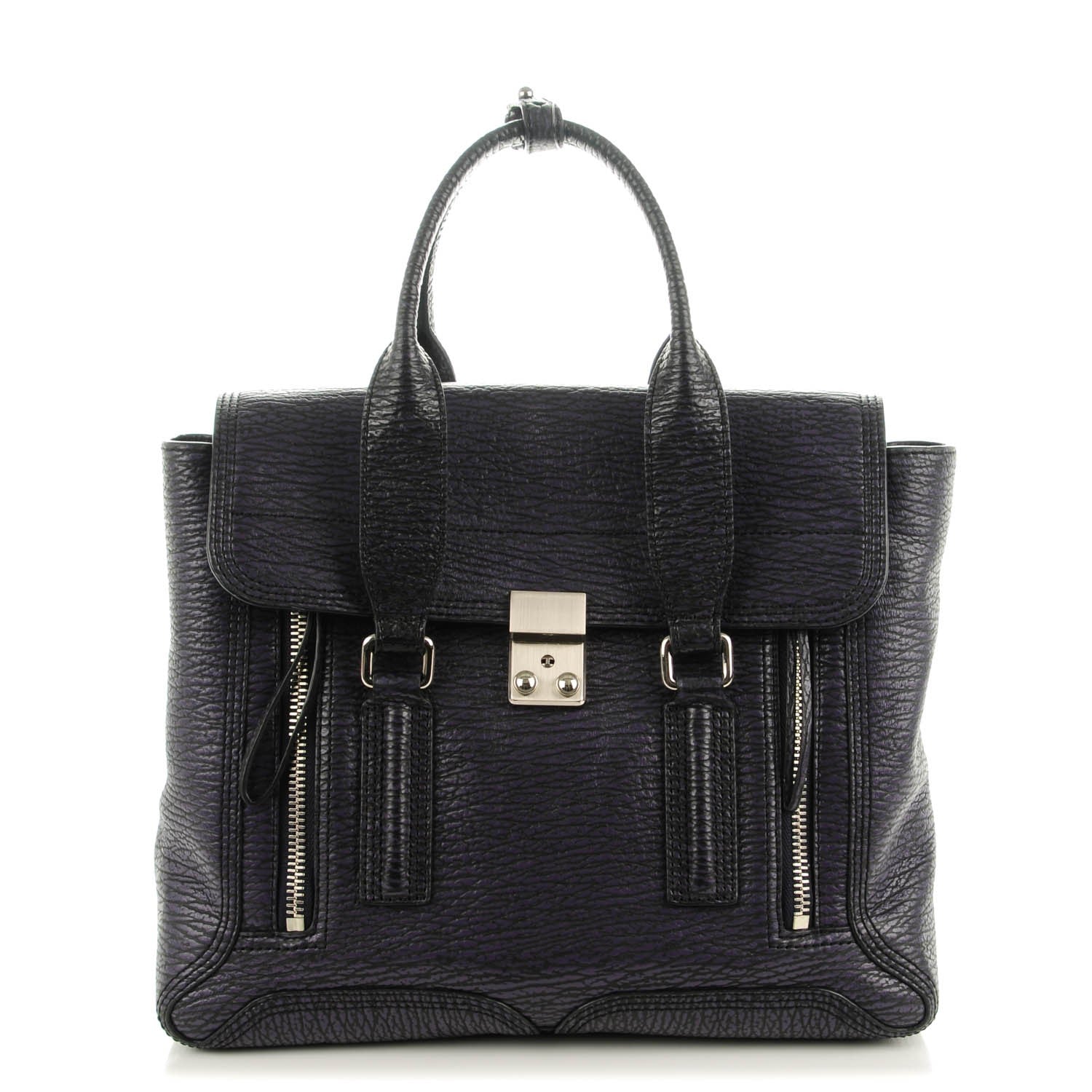 3.1 Phillip Lim 3.1 Textured Calfskin Medium Pashli Satchel African Violet 1 of 7