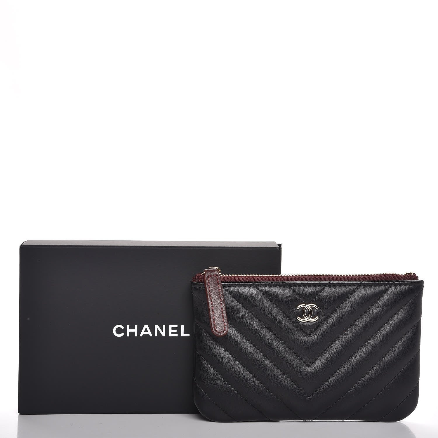 Chanel Lambskin Chevron Quilted Small Cosmetic Case Black 8 of 8