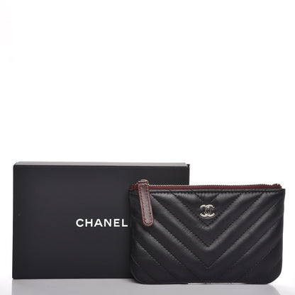 Chanel Lambskin Chevron Quilted Small Cosmetic Case Black 8 of 8