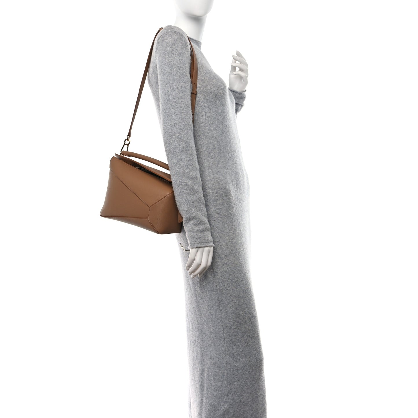 Grained Calfskin Small Puzzle Edge Bag Toffee