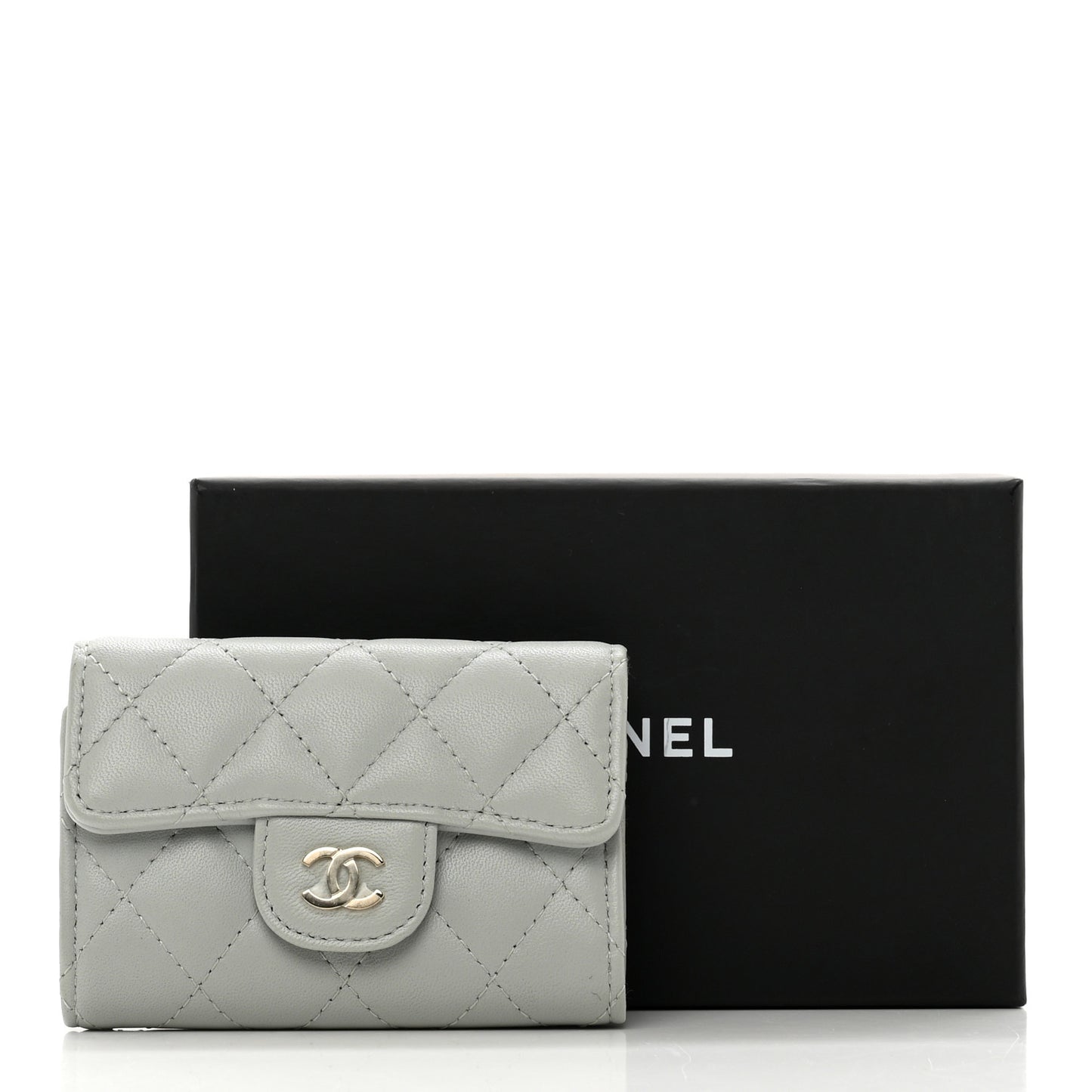 Lambskin Quilted Classic 4 Key Holder Wallet Grey