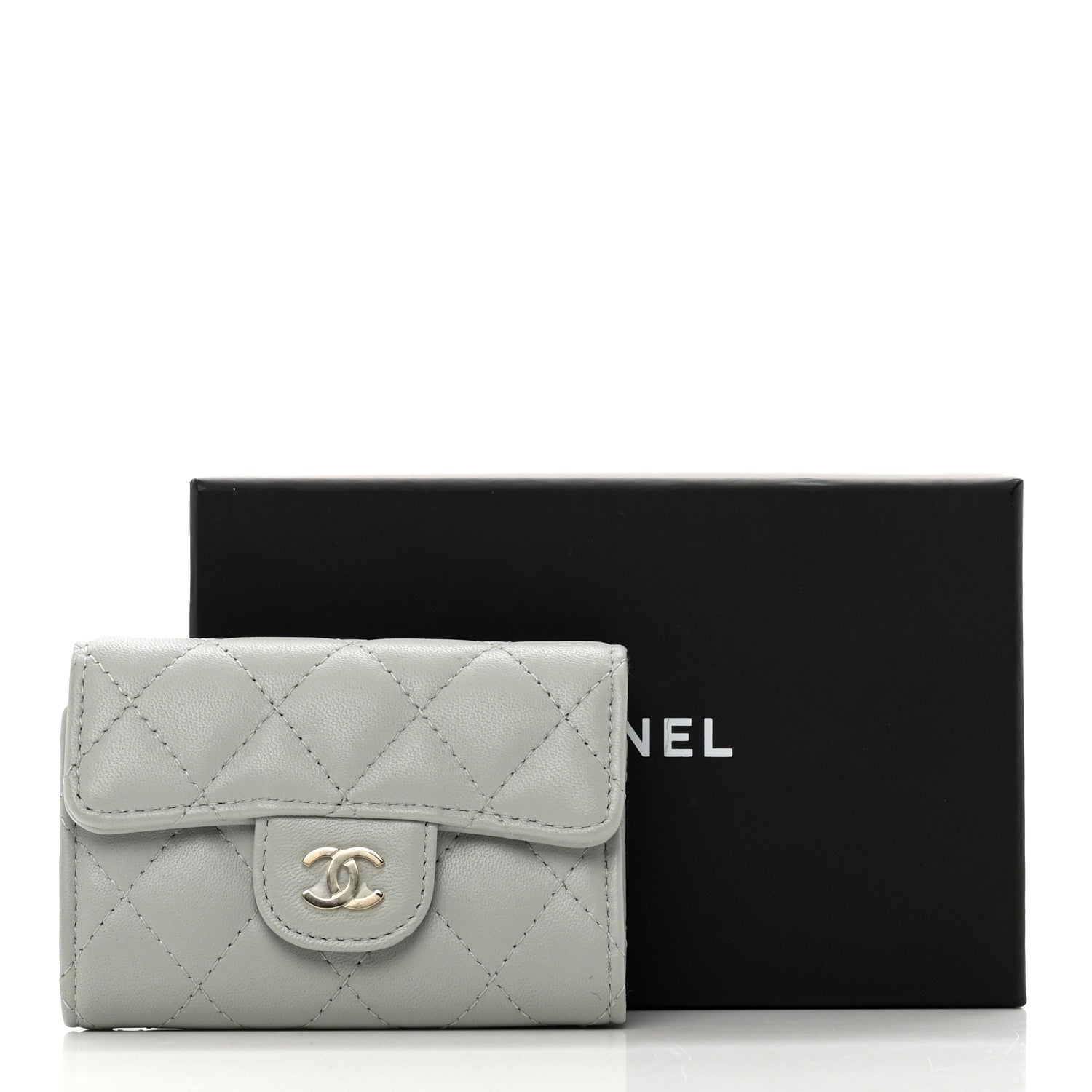 Chanel Lambskin Quilted Classic 4 Key Holder Wallet Grey 9 of 9