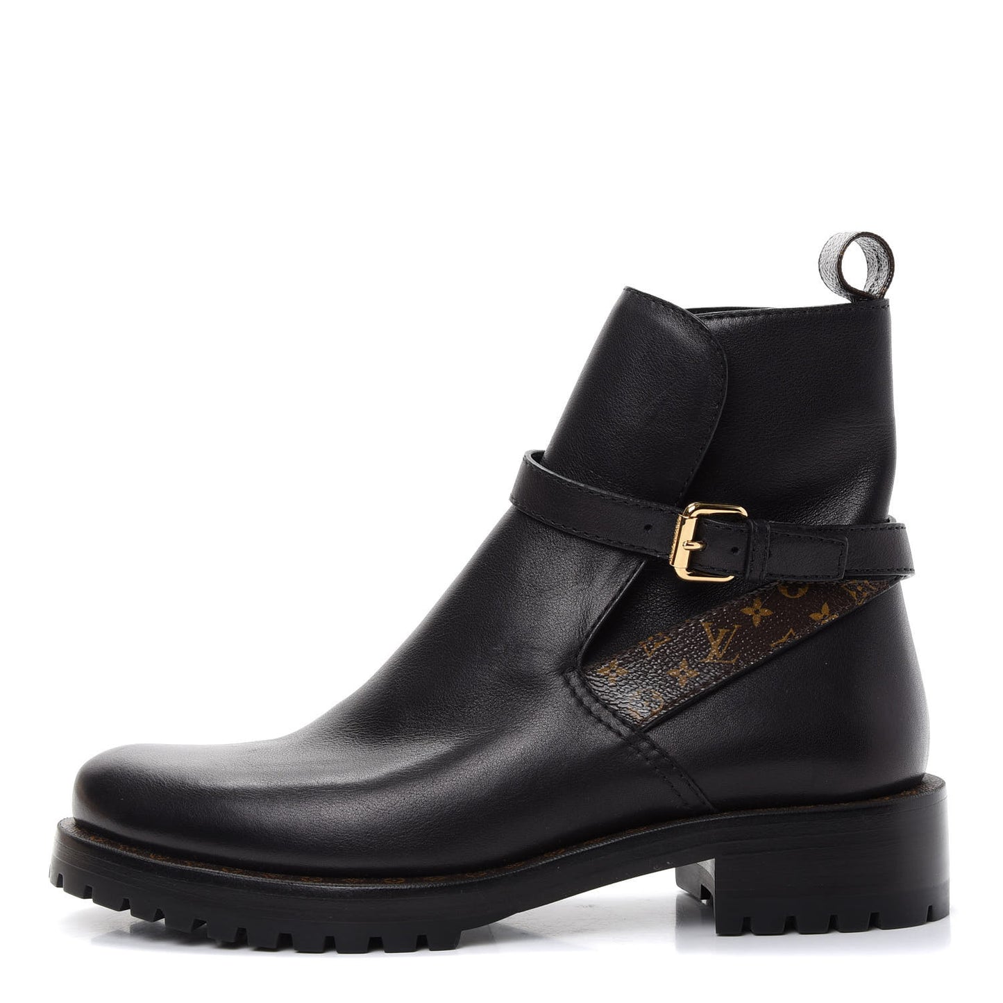 Calfskin Monogram Discovery Flat Ankle Boots 36 Black