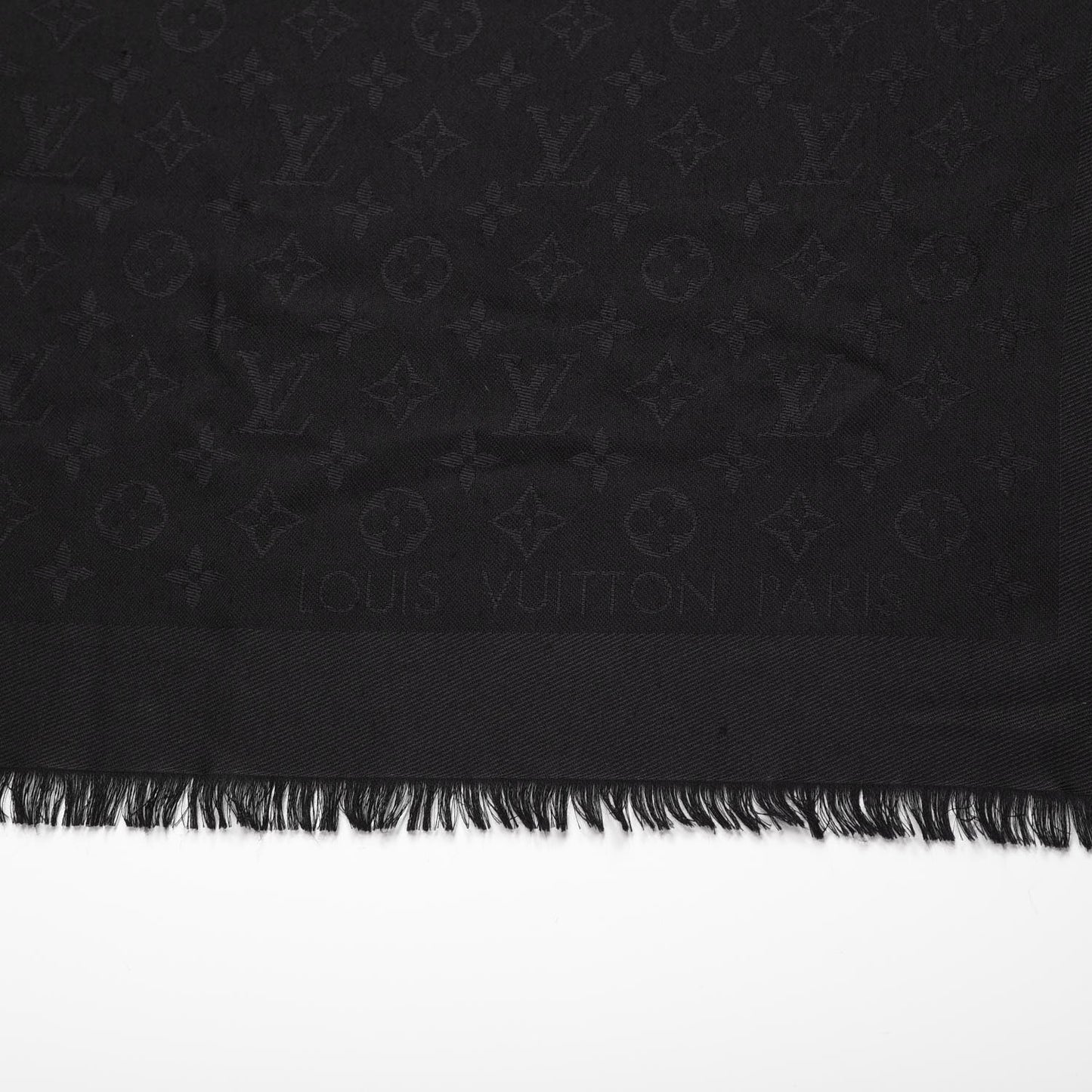 Silk Wool Monogram Shawl Black