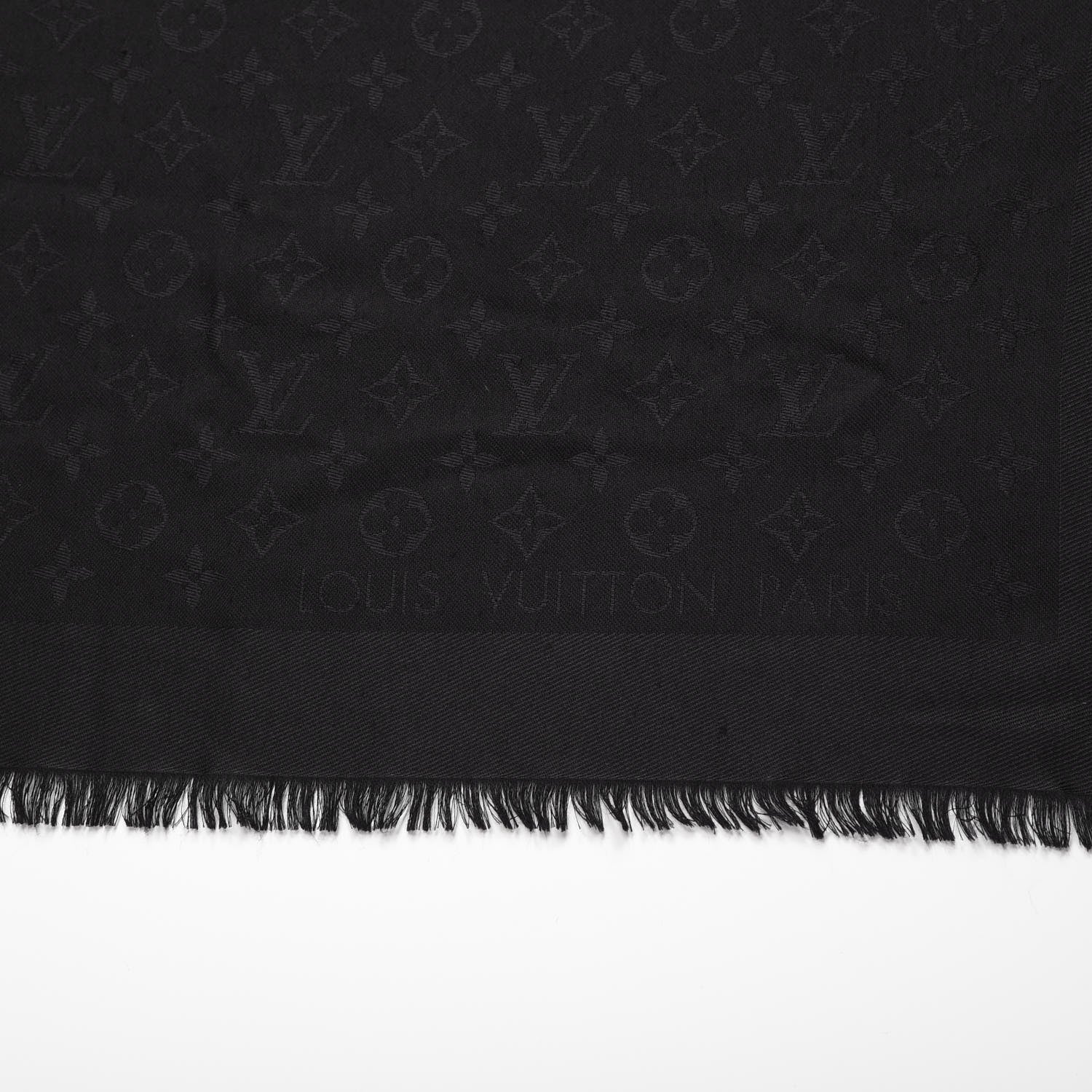 Louis Vuitton Silk Wool Monogram Shawl Black 4 of 5