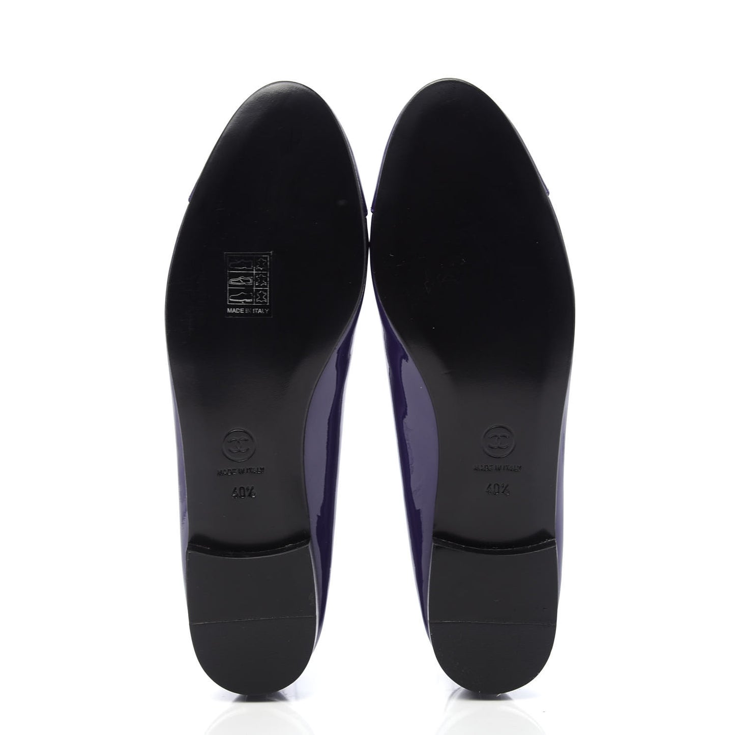 Patent Calfskin CC Cap Toe Ballerina Flats 40.5 Purple