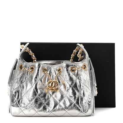 Chanel Metallic Aged Calfskin Quilted Mini Chanel 25 Handbag Silver 11 of 11