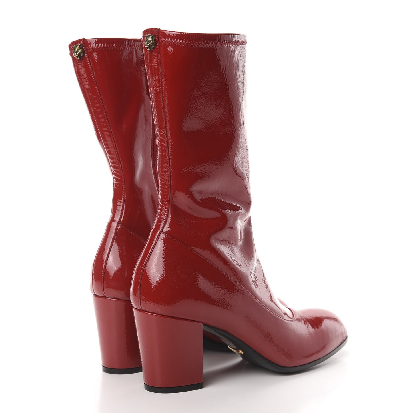 Naplack Patent Printyl Zip Boots 39.5 Hibiscus Red