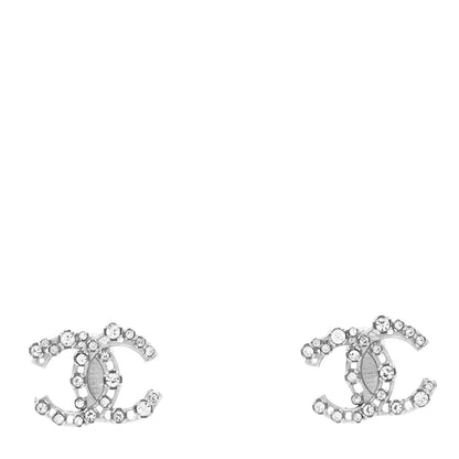 Chanel Crystal CC Earrings Silver 1 of 4
