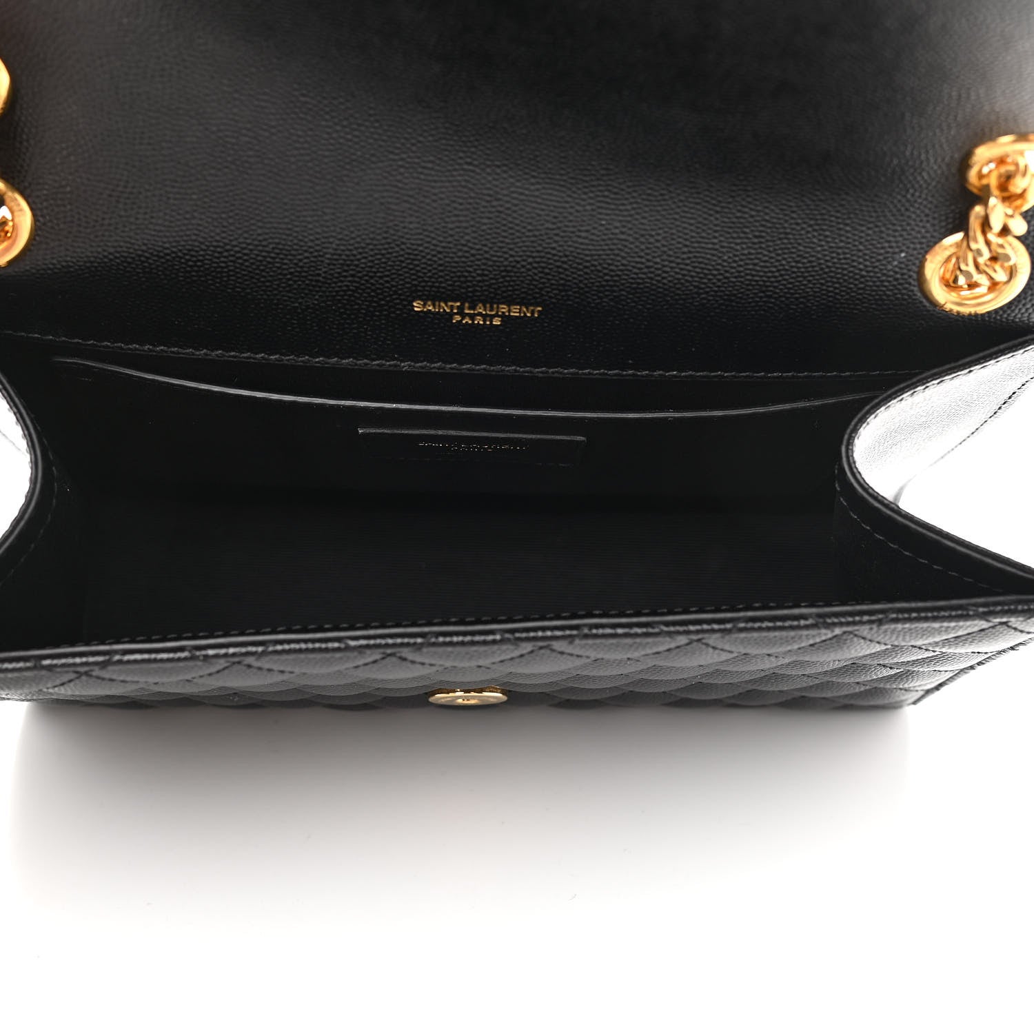 Saint Laurent Grain De Poudre Textured Mixed Matelasse Triquilt Medium Monogram Satchel Black 5 of 10