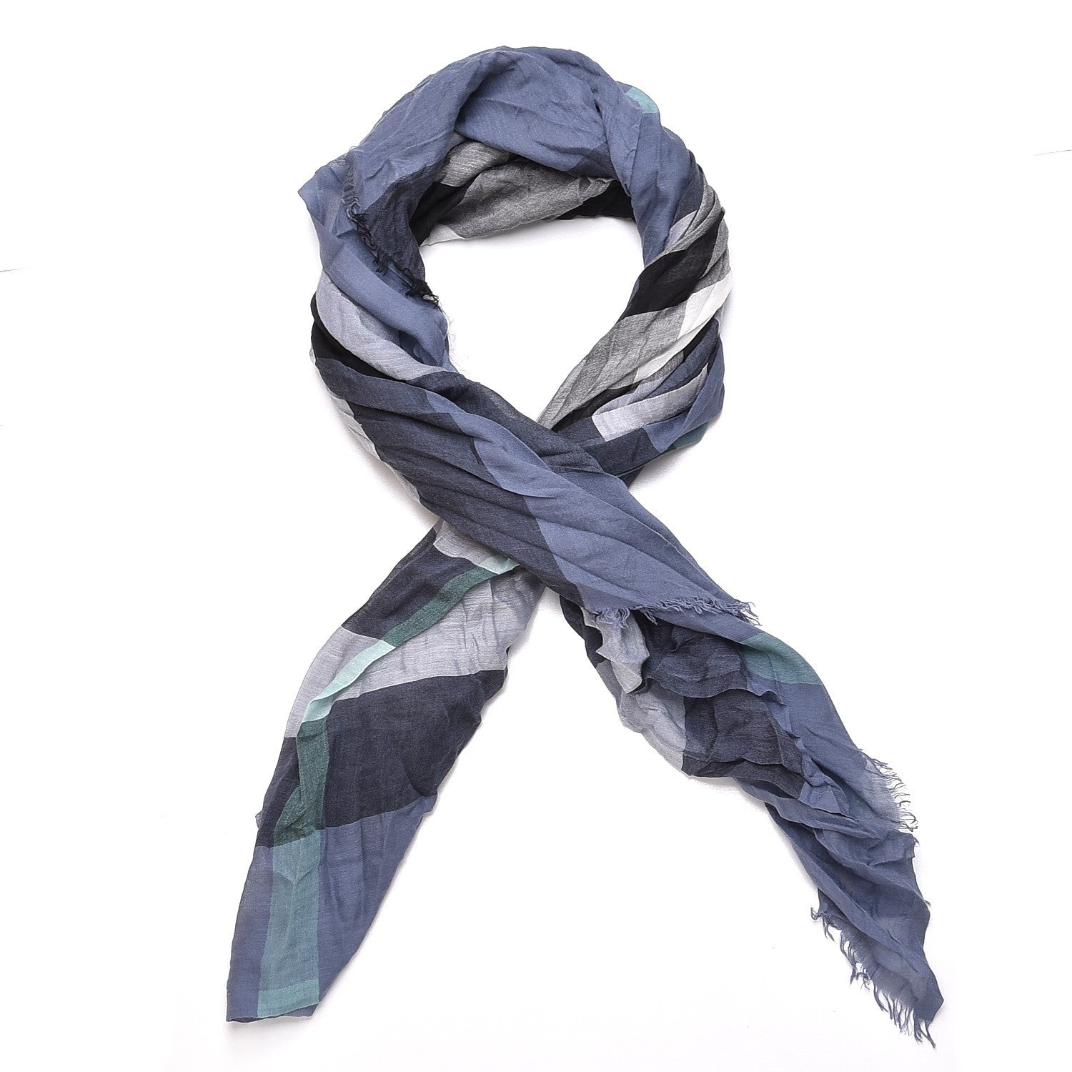 Burberry Modal Cashmere Silk Classic Check Scarf Blue Multicolor 1 of 4