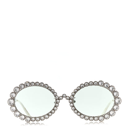 Gucci Crystal Oval Sunglasses GG0620S Silver 2 of 8