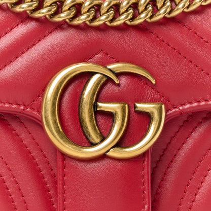 Gucci Calfskin Matelasse Mini GG Marmont Shoulder Bag Hibiscus Red 9 of 11