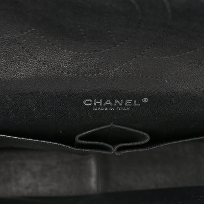 Chanel Iridescent Caviar Chevron Quilted Jumbo Double Flap Black 6 of 12