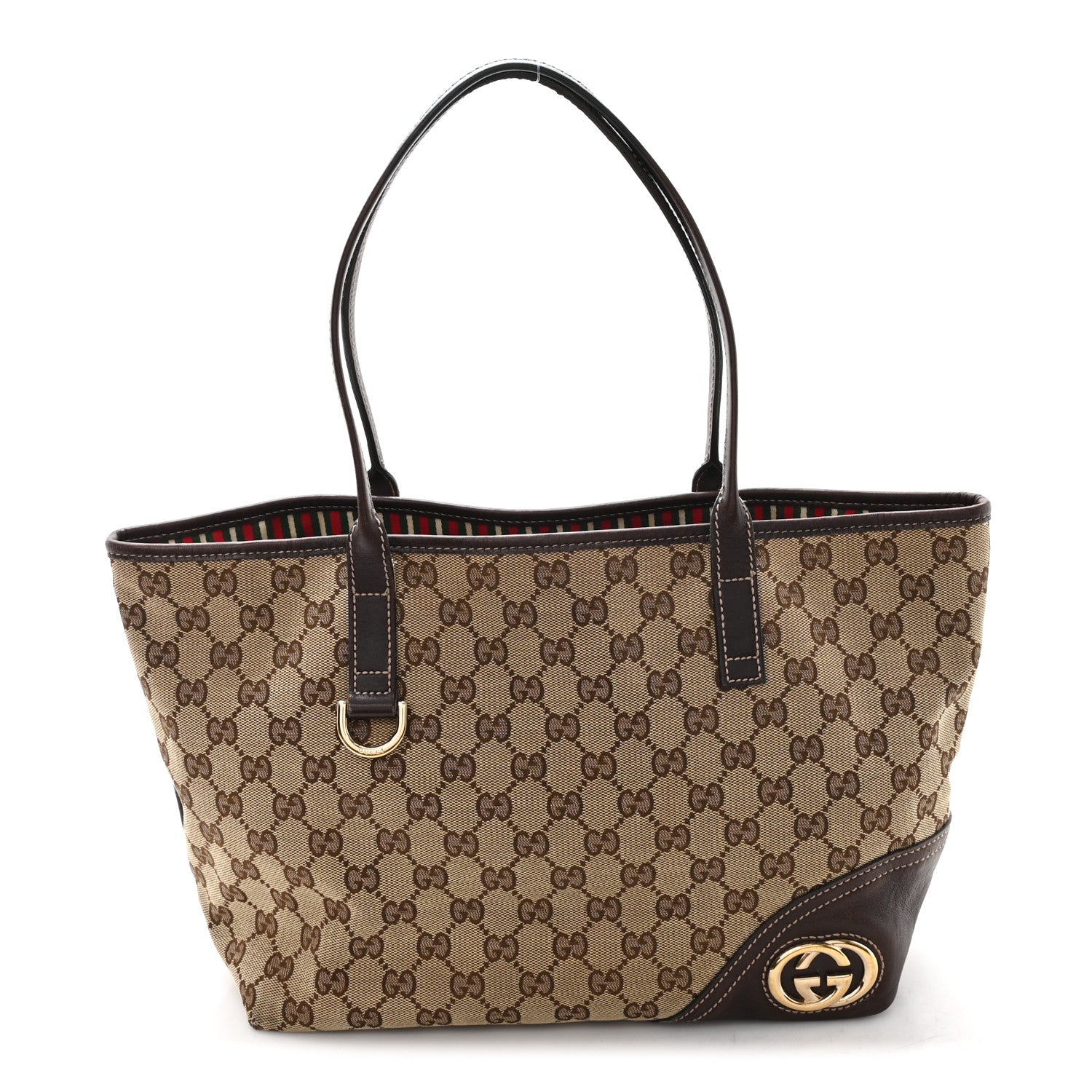Gucci Monogram Medium New Britt Tote Brown 1 of 10