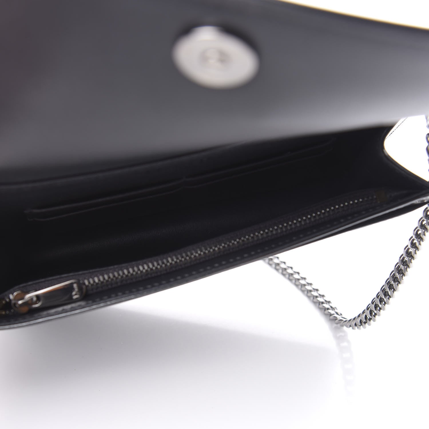 Christian Dior Metallic Patent Micro-Cannage Diorama Wallet on Chain Pouch Onyx Black 5 of 10