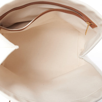 Celine Canvas Calfskin Logo Print Small Horizontal Cabas Natural Tan 6 of 10