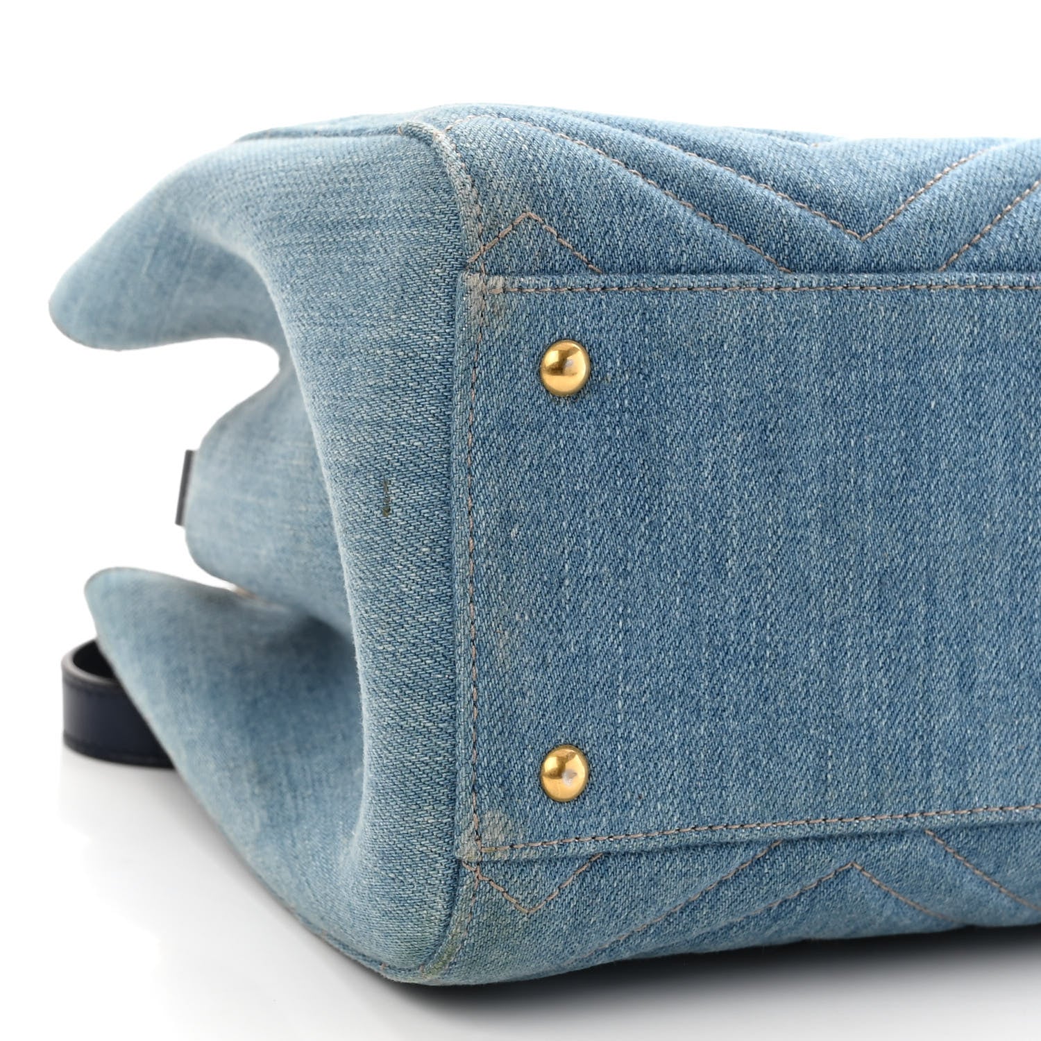 Gucci Denim Matelasse Small Pearly GG Marmont Tote Blue 9 of 10