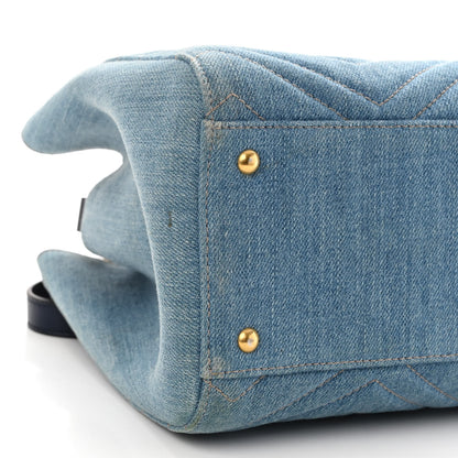 Gucci Denim Matelasse Small Pearly GG Marmont Tote Blue 9 of 10