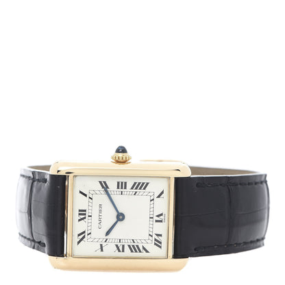 Cartier 18K Yellow Gold Alligator 24mm Tank Solo Manual Winding Watch 3 of 7