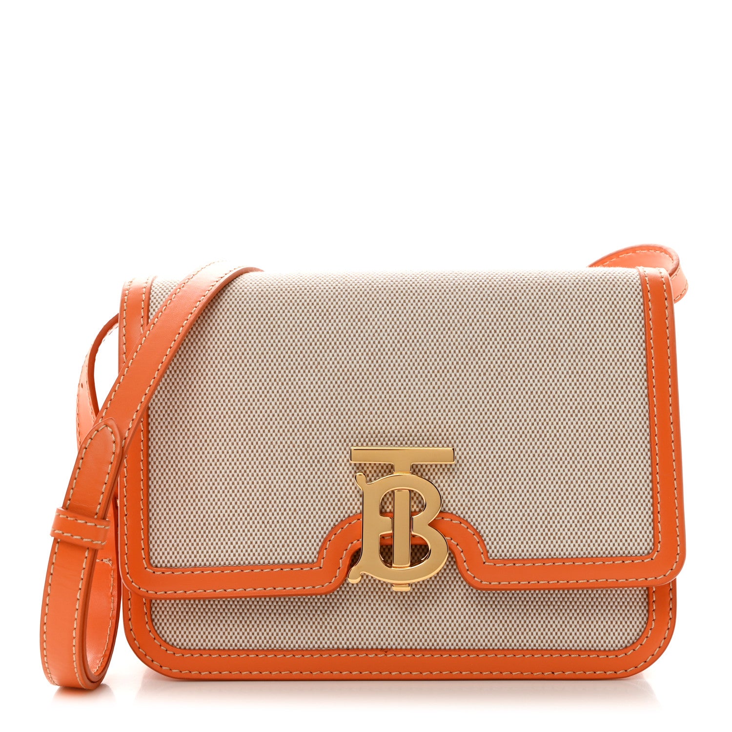 Burberry Canvas Calfskin Small TB Bag Orange 1 of 10