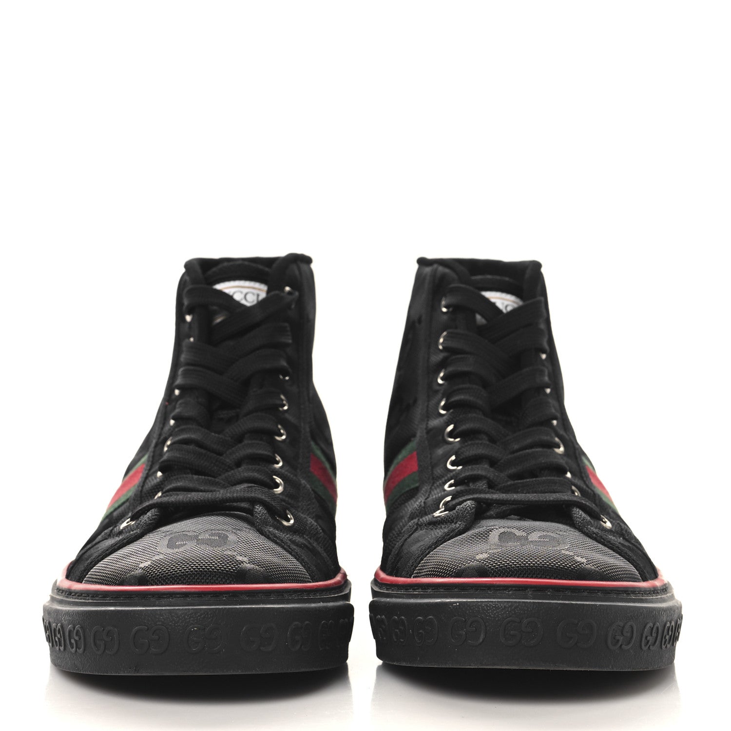 Gucci Econyl Nylon Web Monogram Off The Grid Mens 1977 Tennis High Top Sneakers 9.5 Black 3 of 8