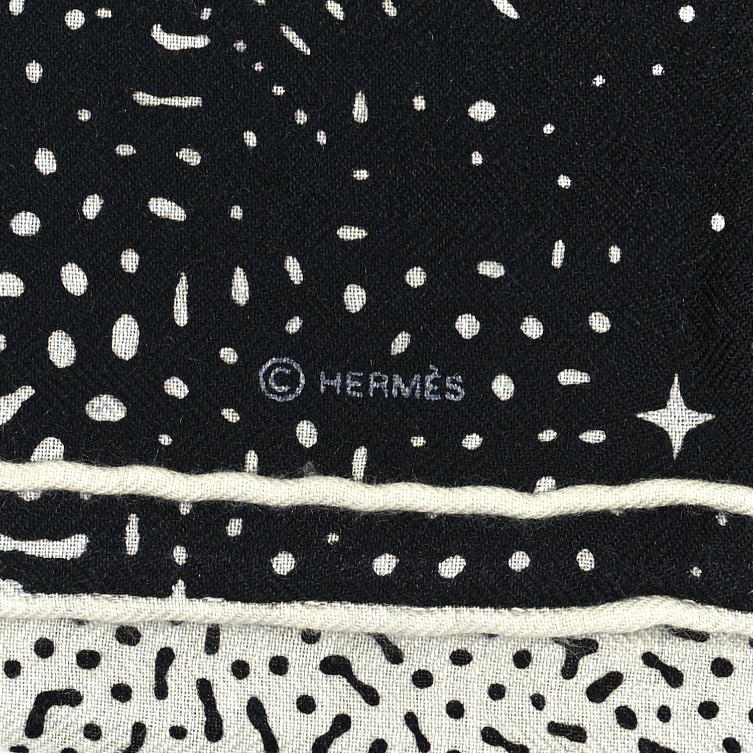 Hermes Silk Cashmere Clair De Lune Shawl 140 Black White 4 of 5