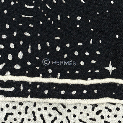 Hermes Silk Cashmere Clair De Lune Shawl 140 Black White 4 of 5