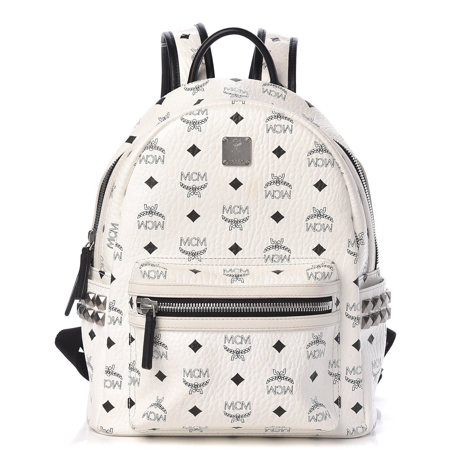 MCM Visetos Small Side Stud Stark Backpack White 1 of 14