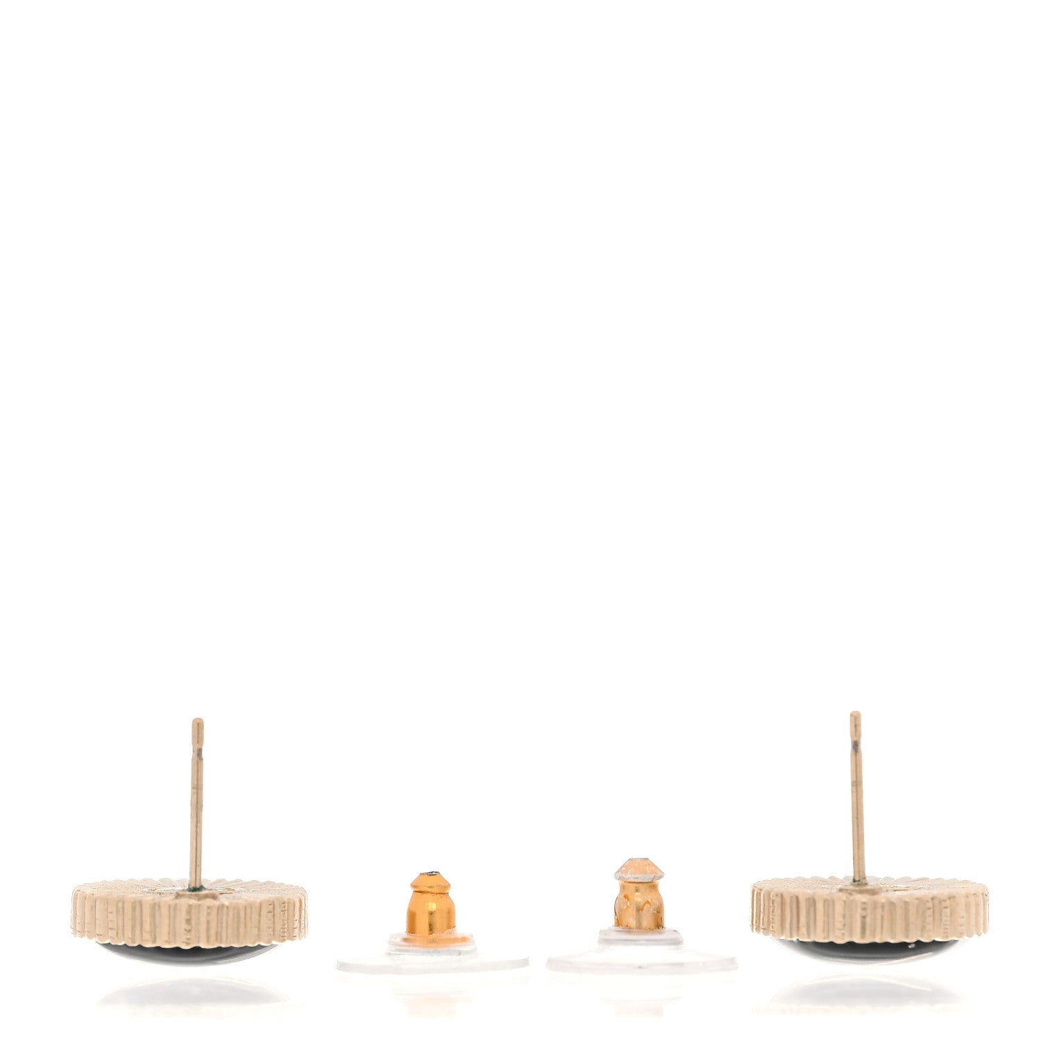 Chanel Metal Enamel CC Round Earrings Gold Black 3 of 4