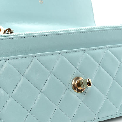 Chanel Lambskin Quilted Trendy CC Wallet On Chain WOC Light Blue 12 of 12