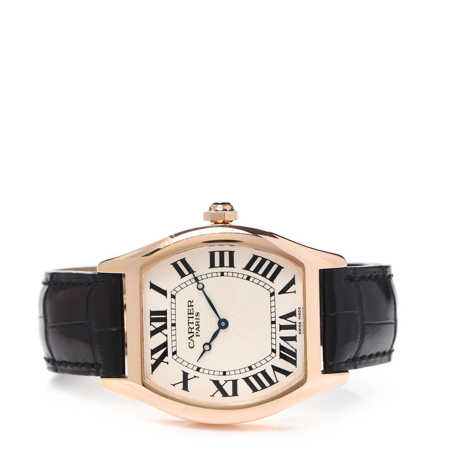 Cartier 18K Pink Gold Alligator 38mm Tortue Manual Winding Watch 2 of 6