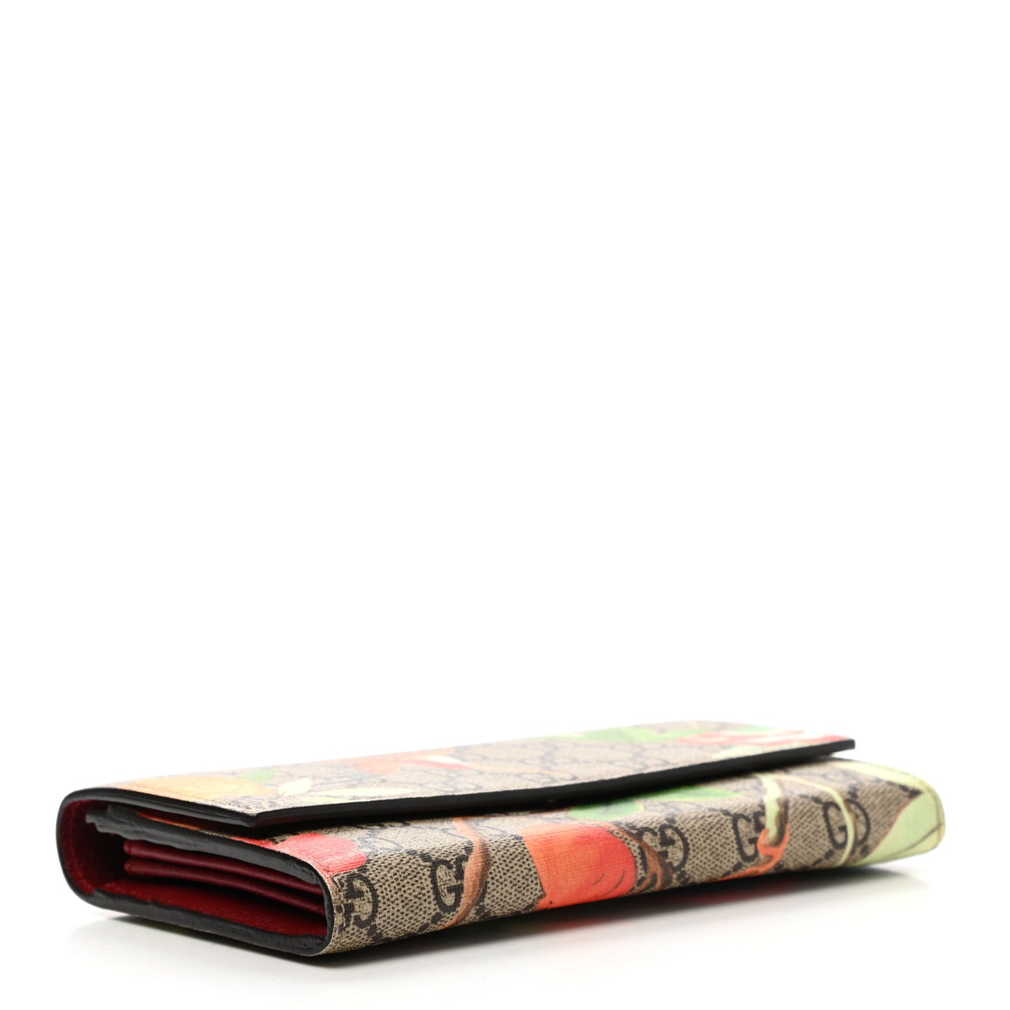 GG Supreme Monogram Tian Continental Wallet Beige Multicolor Red