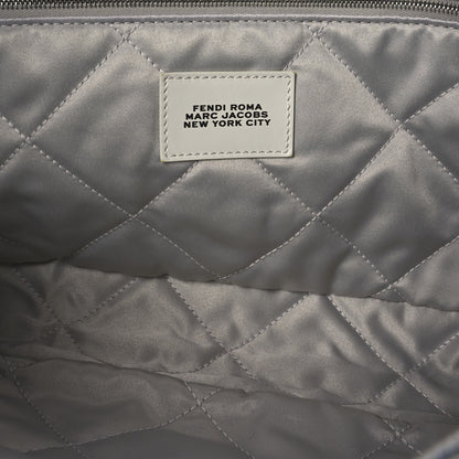 Fendi X MARC JACOBS Bleached Denim Logo Maxi Baguette Off White 6 of 12