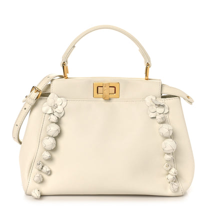 Fendi Nappa Rosebud Mini Peekaboo Iconic Satchel Bianco 1 of 11