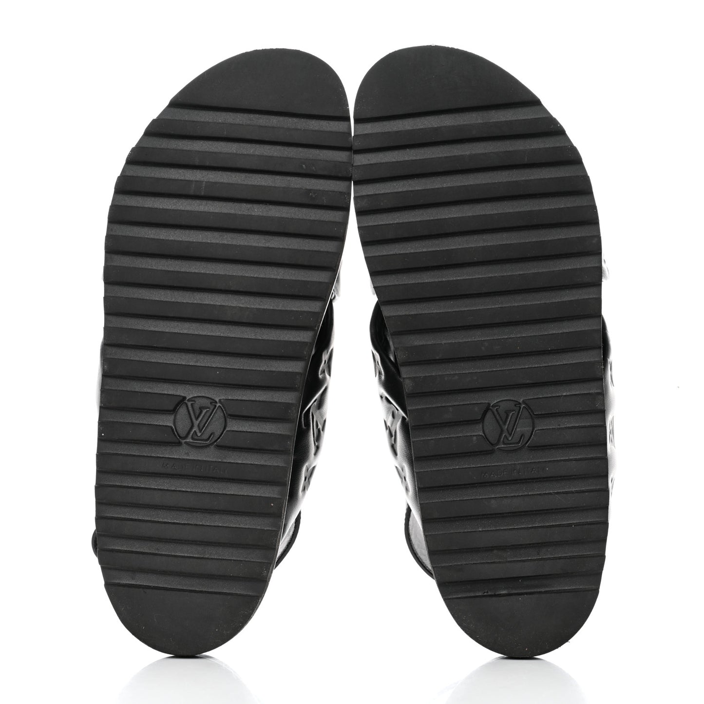 Lambskin Monogram Embossed Paseo Flat Comfort Sandals 40 Black