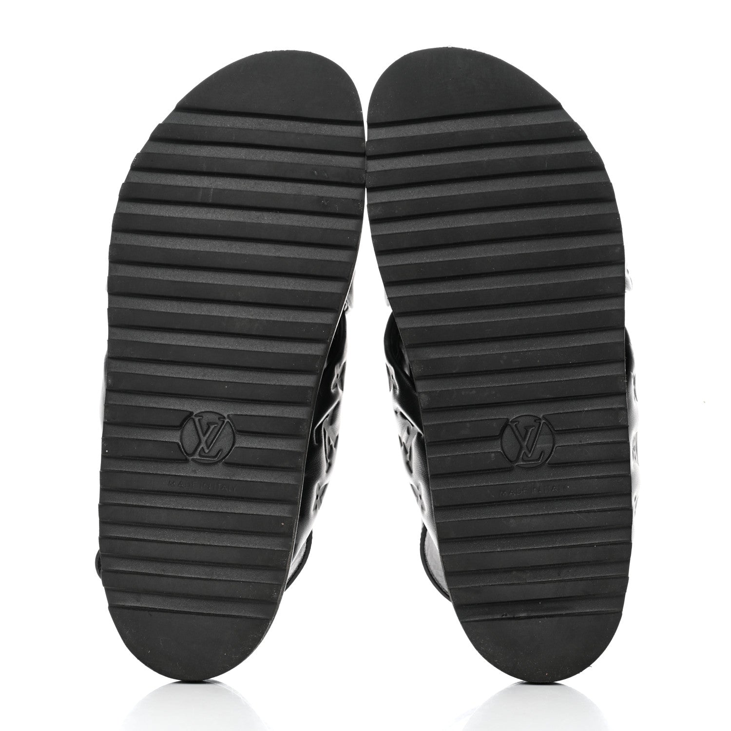 Louis Vuitton Lambskin Monogram Embossed Paseo Flat Comfort Sandals 40 Black 5 of 8
