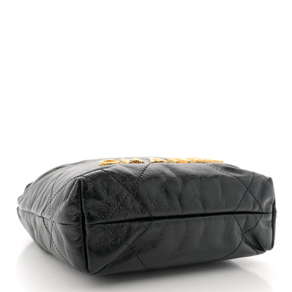 Chanel Shiny Crumpled Calfskin Quilted Pearl Mini Chanel 22 Black 4 of 11