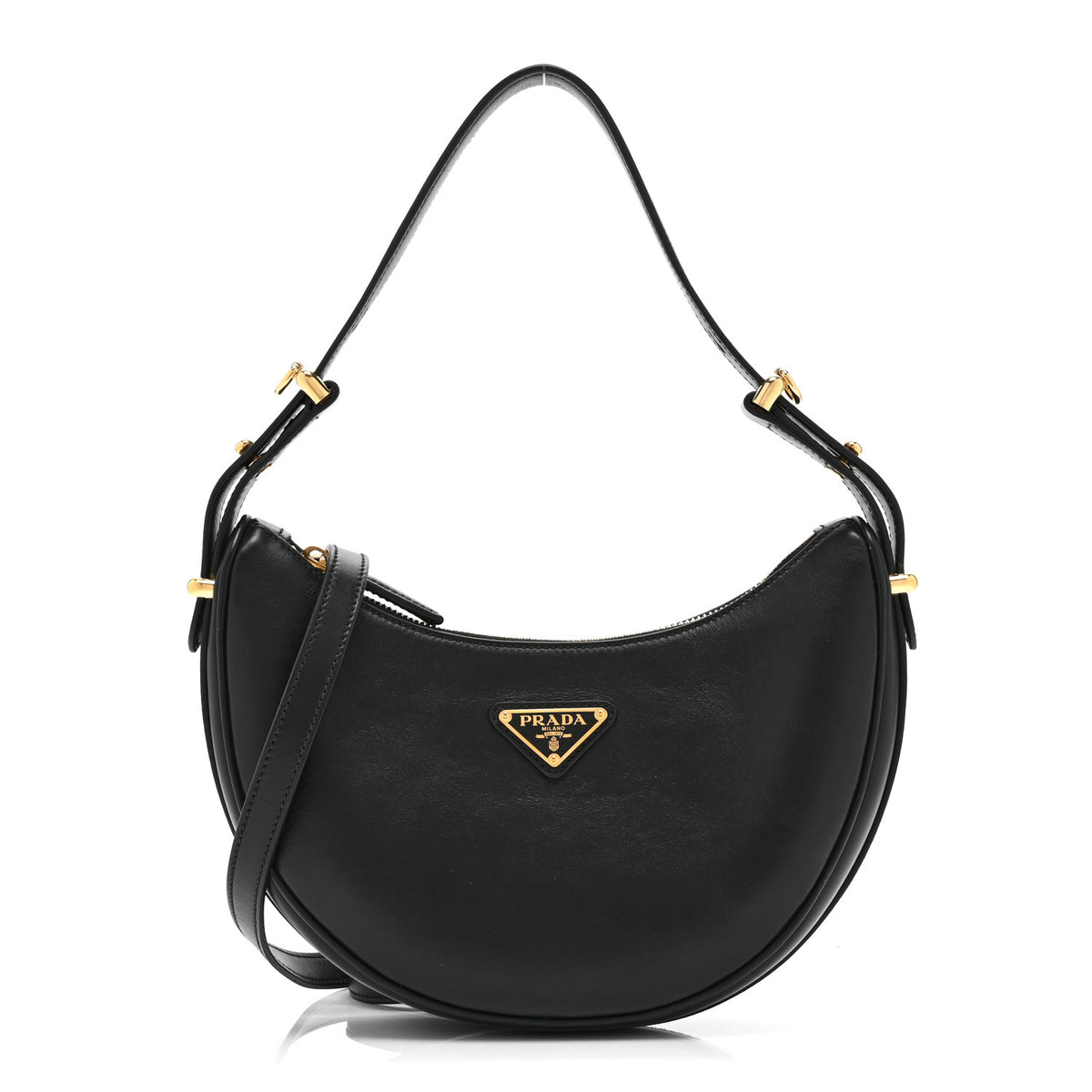 Soft Calfskin Arque Shoulder Bag Black
