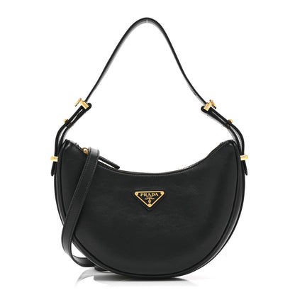 Prada Soft Calfskin Arque Shoulder Bag Black 1 of 10