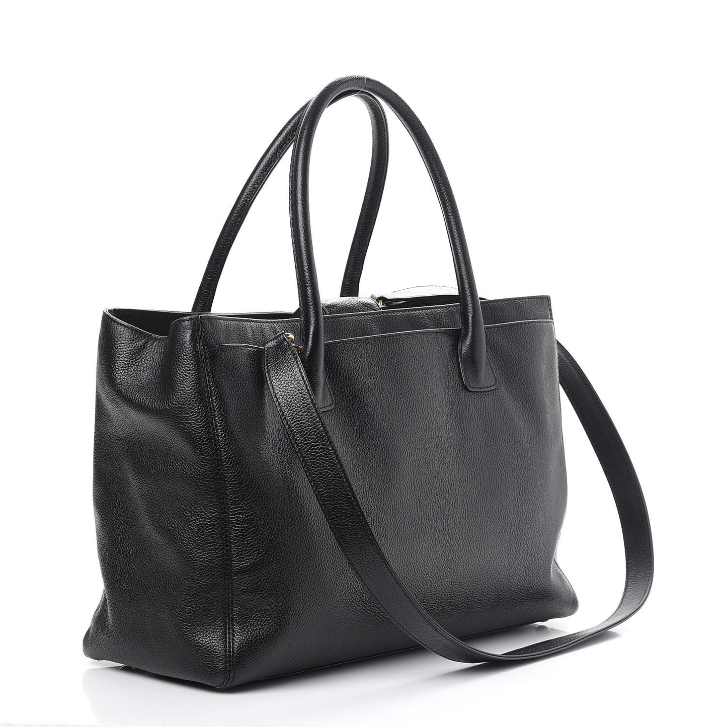 Calfskin Cerf Executive Shopper Tote Black