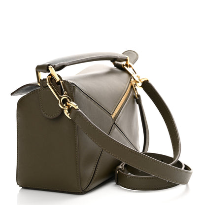 Loewe Calfskin Small Puzzle Bag Dark Khaki Green 3 of 10
