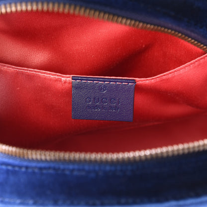 Gucci Velvet Matelasse GG Marmont Dome Backpack Cobalt Blue 7 of 9