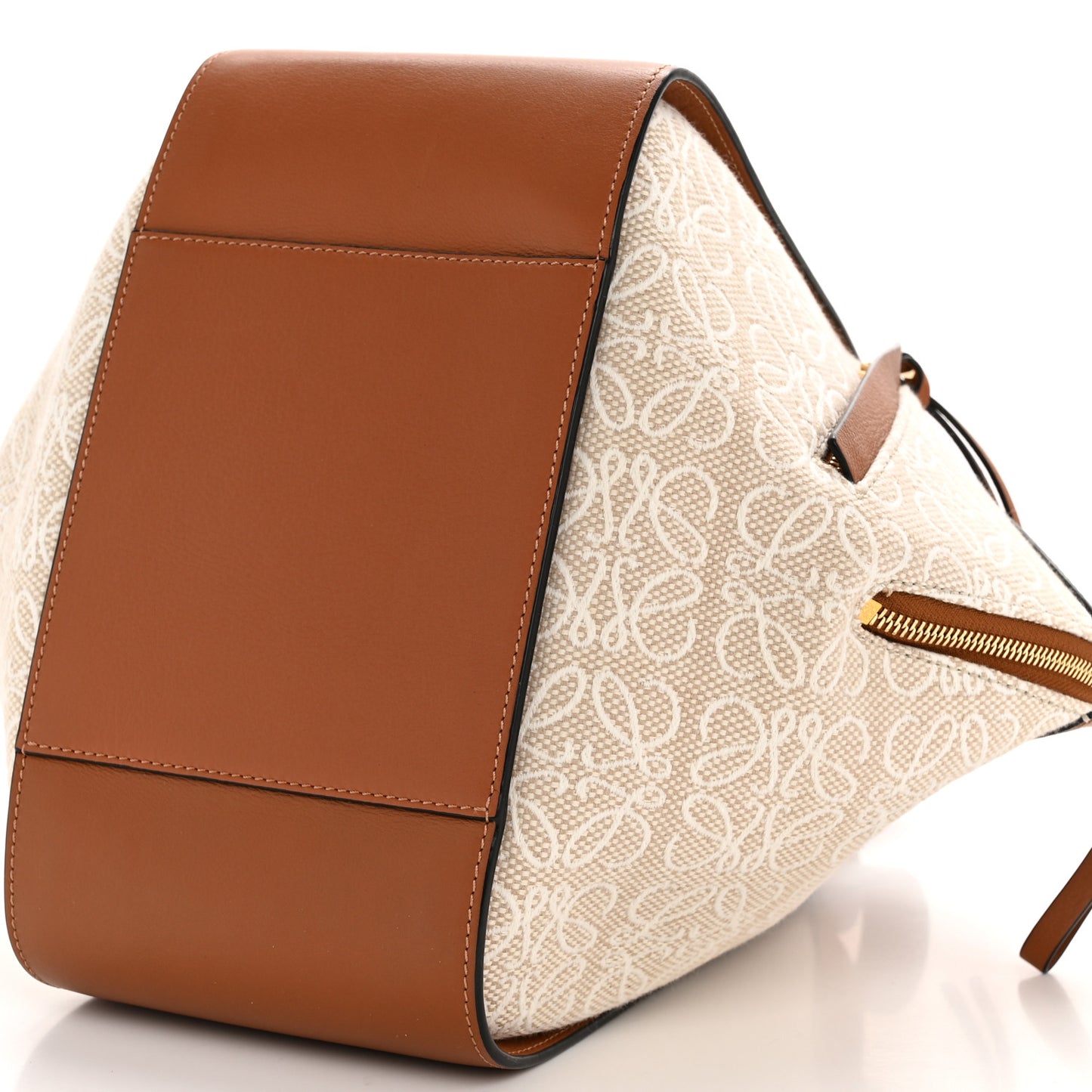Calfskin Canvas Anagram Small Hammock Shoulder Bag Ecru Tan