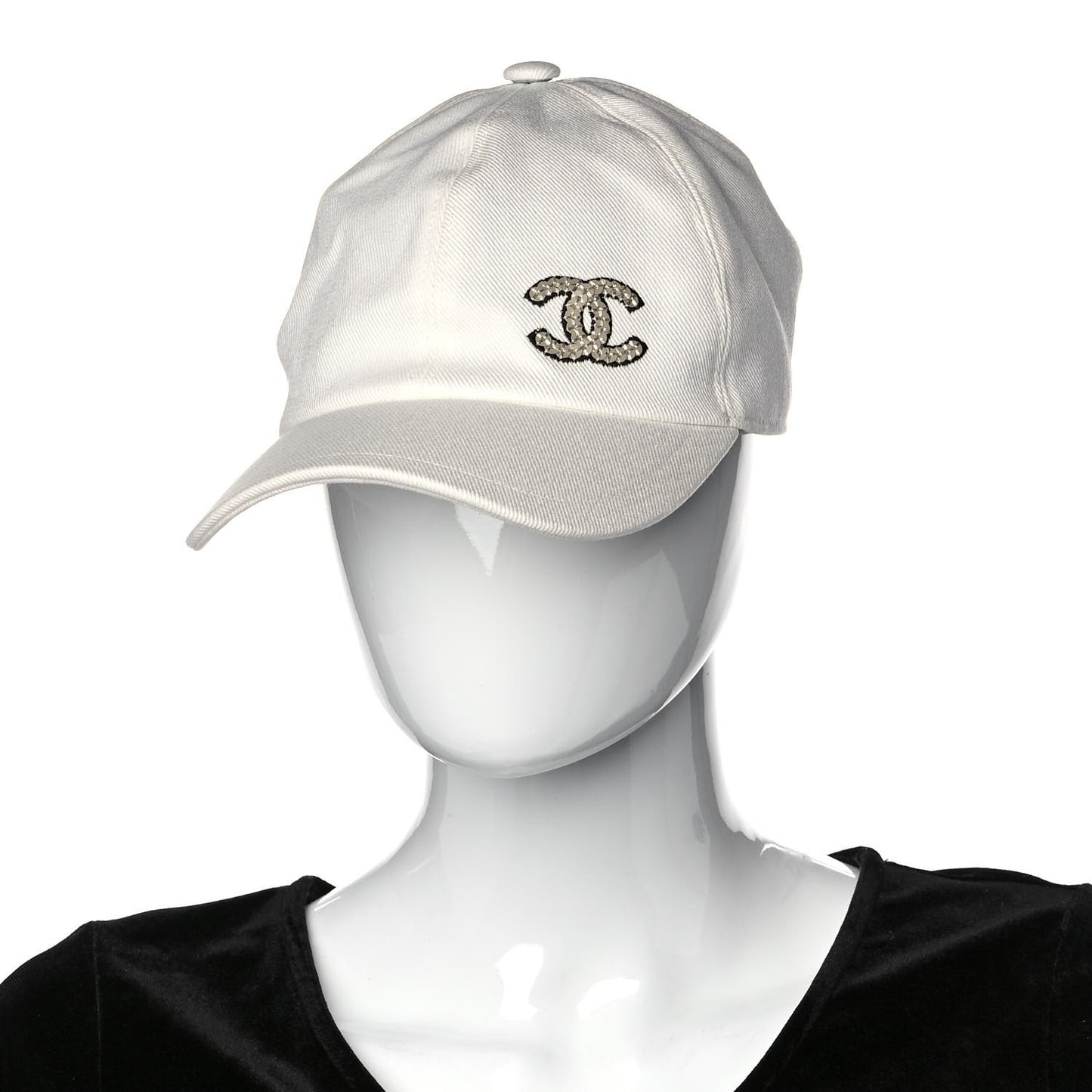 Cotton Sequin CC Cap Hat Ivory