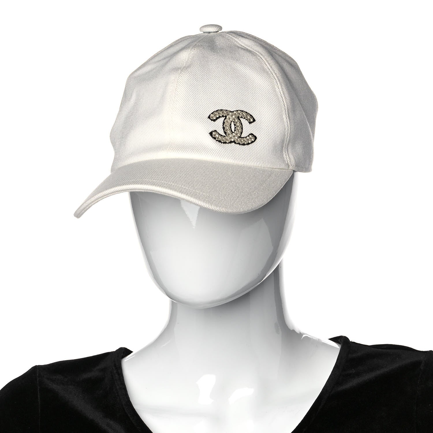Chanel Cotton Sequin CC Cap Hat Ivory 2 of 7