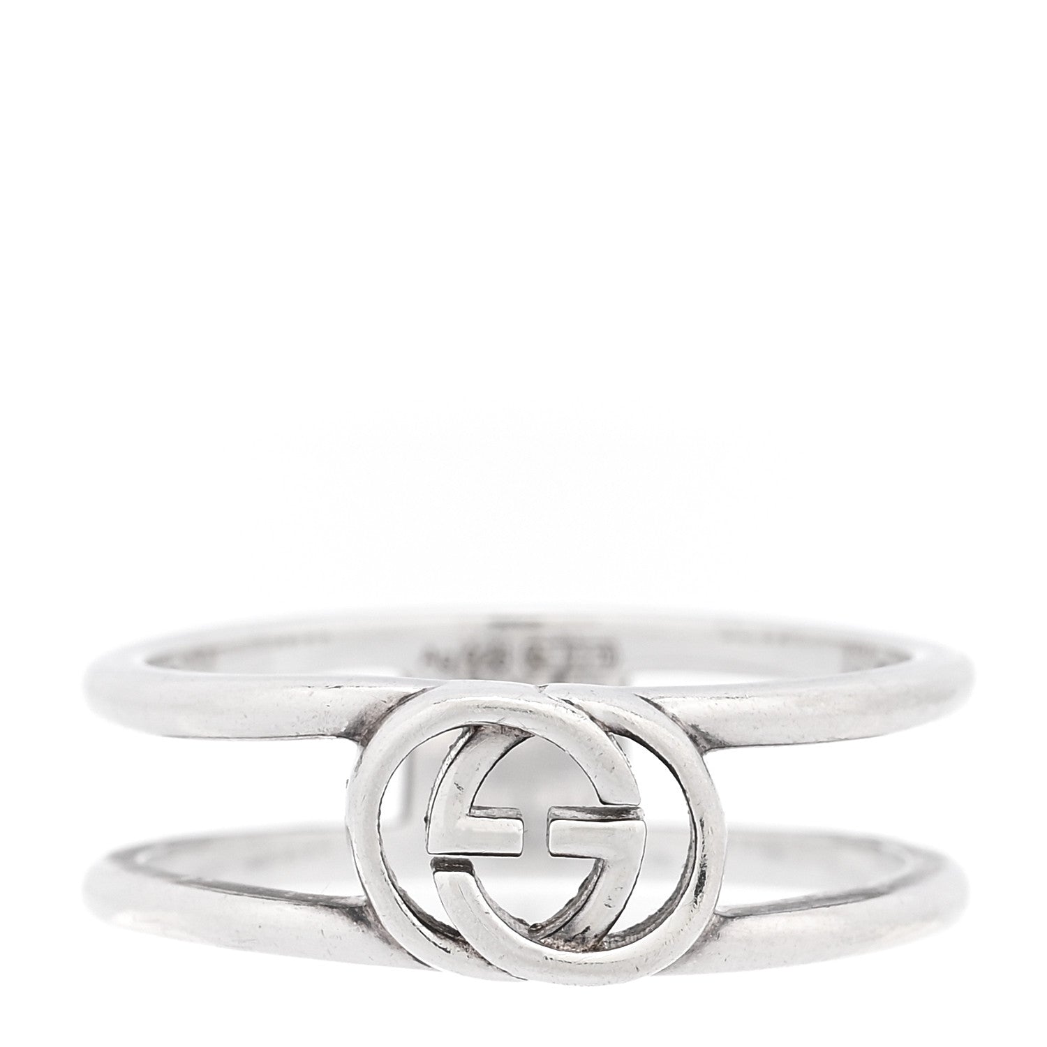 Gucci Sterling Silver 6mm Interlocking G Open Band Ring 50 5.25 1 of 5
