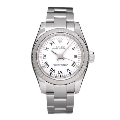 Rolex Stainless Steel 18K White Gold 26mm Oyster Perpetual Watch White Roman 176234 1 of 6