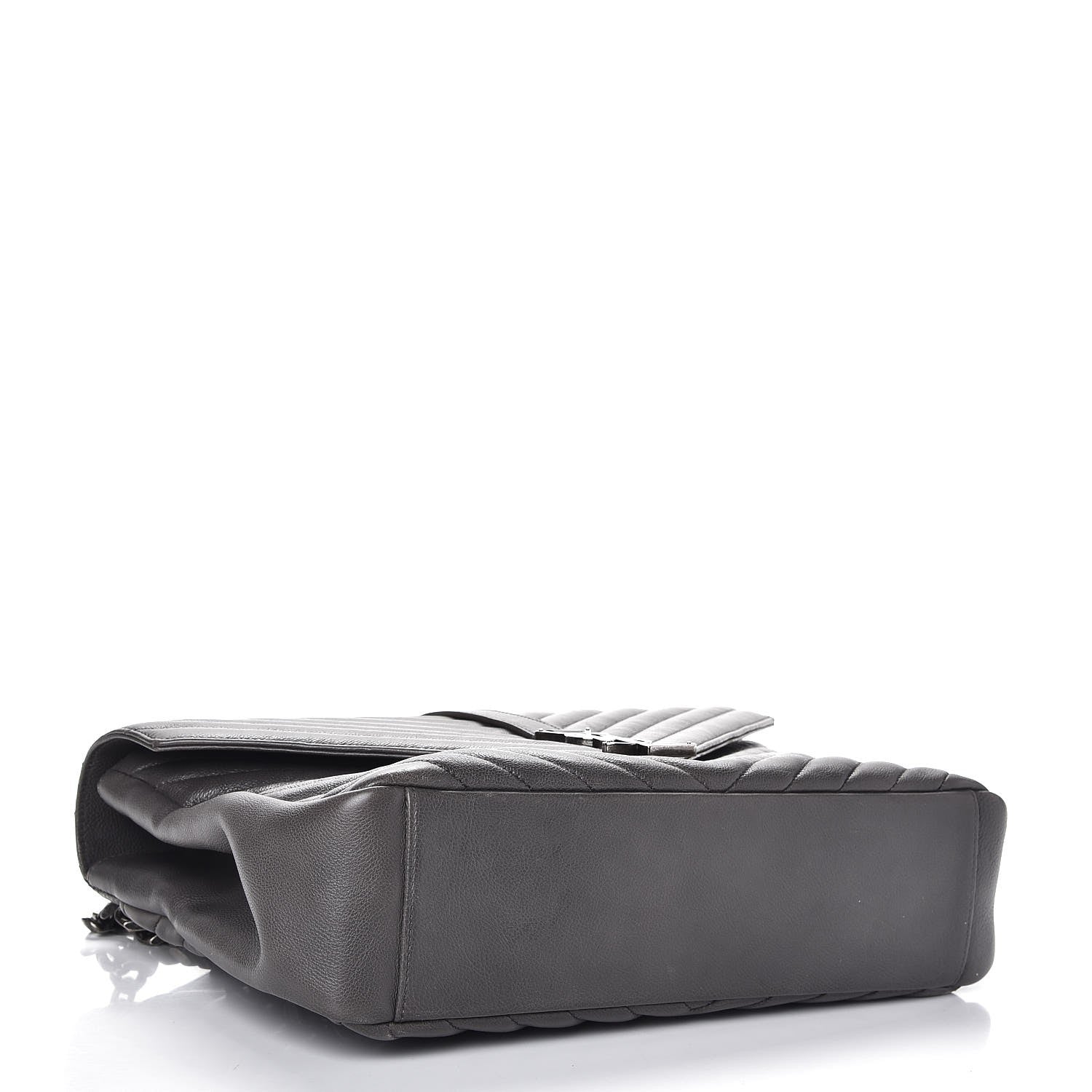 Saint Laurent Sheepskin Matelasse Chevron Monogram Large College Satchel Dark Anthracite 4 of 8